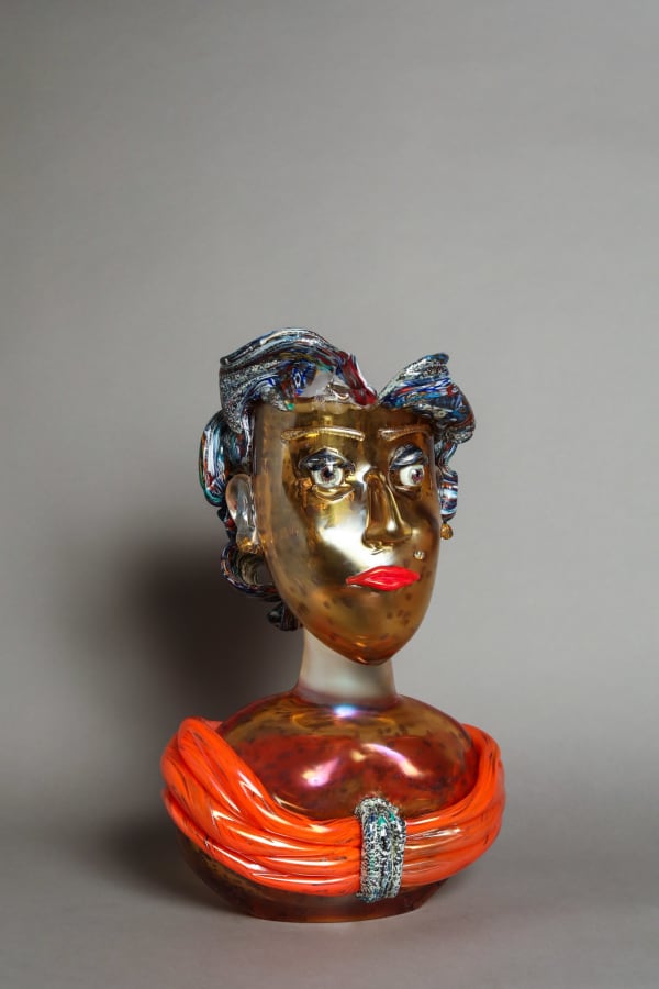 Hugh Findletar, Wendy D leopard with orange dress, 2024