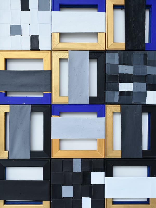 Engdaget Legesse, Black and White in Gold and Blue Frame, 2020