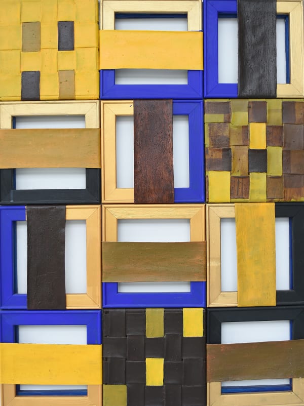Engdaget Legesse, Brown and Yellow in Gold and blue Frame, 2020