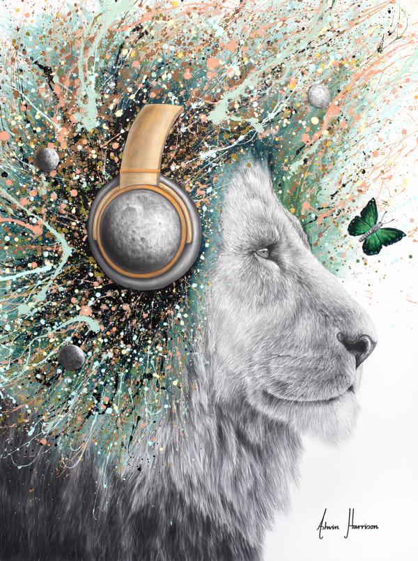 Ashvin Harrison, Lunar Lion (Hand Embellished Giclée), 2024