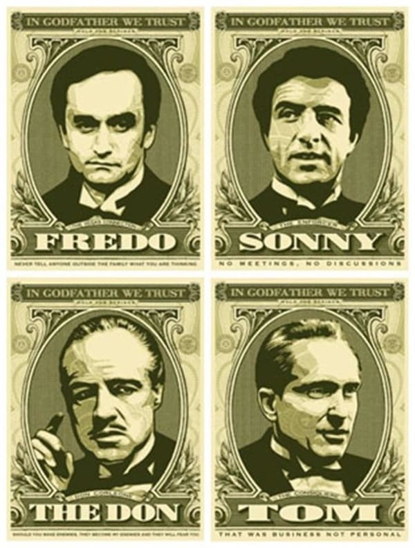 Shepard Fairey, The Godfather (Set of Four), 2006