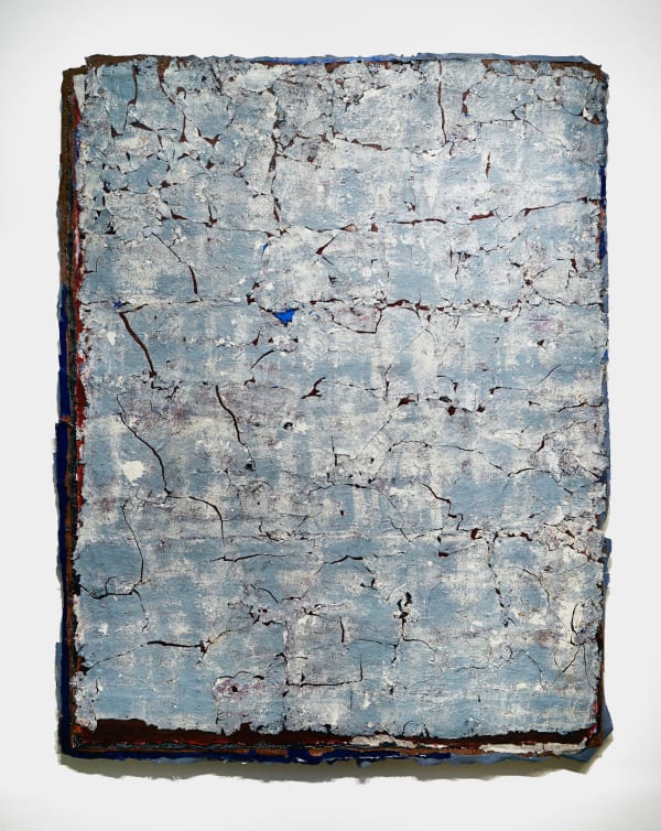 Kanchana Gupta - Edges and Residues 26 - Steel Blue, Paynes Grey, White and Violet Red on Alizarin Crimson, Paynes Grey Cadmium Red and Burnt Sienna, 2023