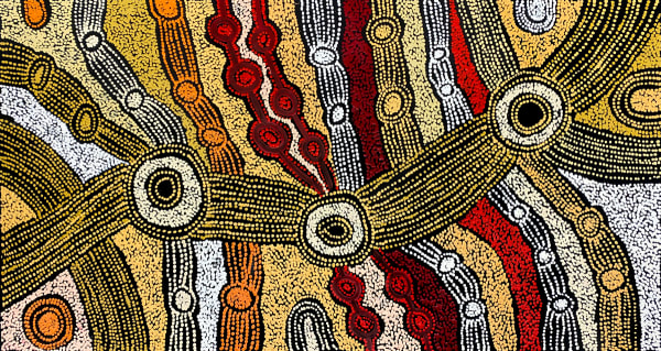 Minyma Malilu by Clarise Tunkin, 2024, acrylic on linen, 60 x 115 cm