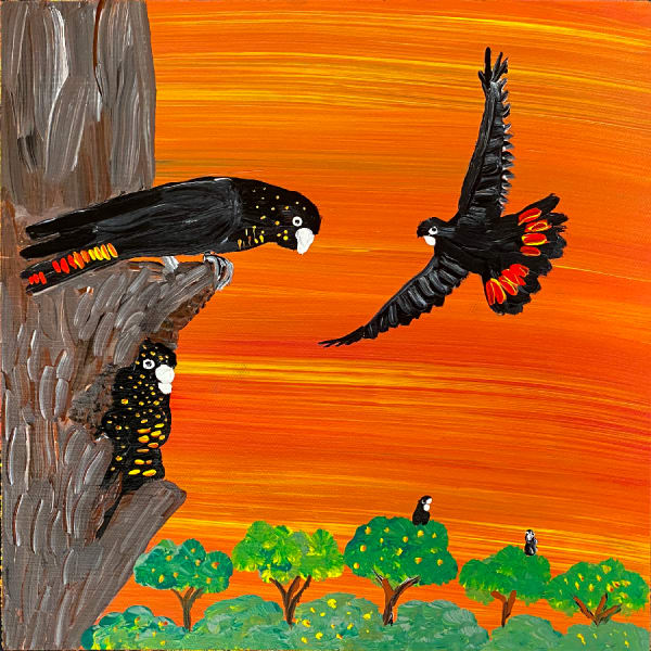 Red-bum dad flying back to his nest by Kukula McDonald, 2025
