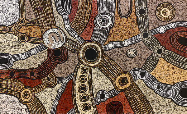Minyma Maliu by Clarise Tunkin, 2023, acrylic on linen, 90 x 149 cm