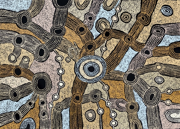 Minyma Malilu by Clarise Tunkin, 2022, acrylic on linen, 83 x 120 cm