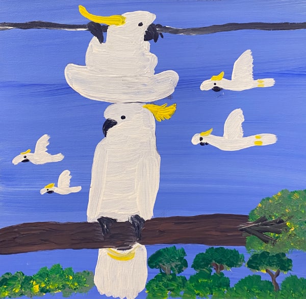 Kukula McDonald, White-bums being cheeky hanging upside down by Kukula McDonald, 2025