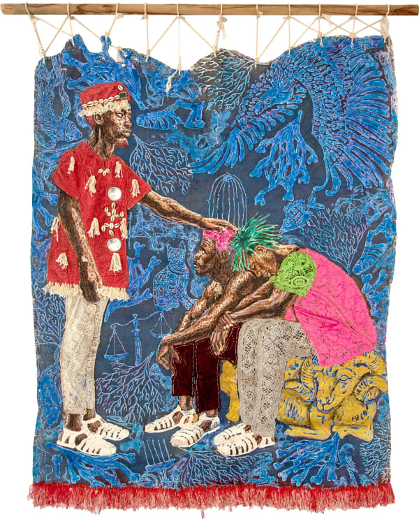 Ibrahim Bemba Kébé The Awakening of Mandingo Blood, 2025 Mixed media / acrylic on burlap 175 x 132 cm