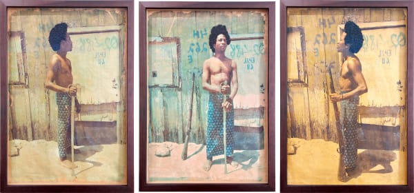 Luís Damião Hanguila (tríptico), 2020 Transfer on paper 86 x 206 cm (Total Framed) Edition of 3 plus 2 artist's proofs (Edition record)
