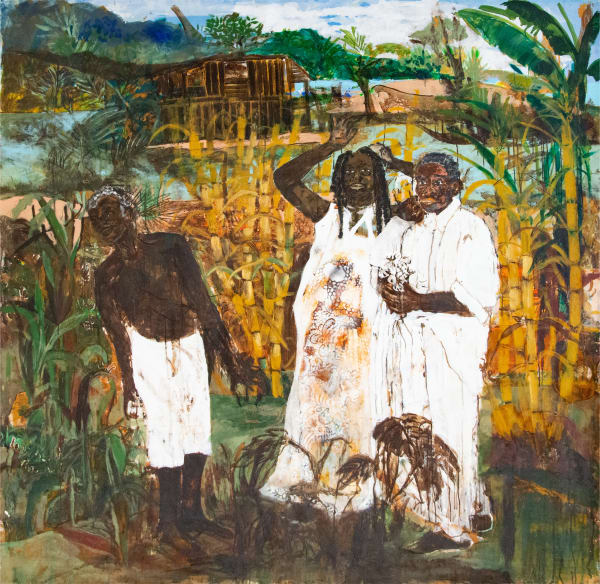 René Tavares Special Request to the Divine River, 2024 Oil, pigment, charcoal and acrylic on canvas 190 x 195 cm