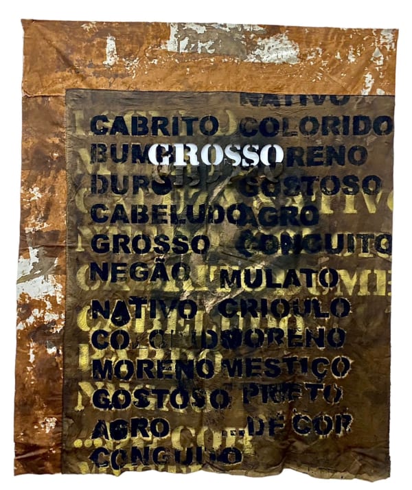 René Tavares Grosso - Carruagem Lusa, 2023 Stencil and pigment on cloth 170 x 144 cm