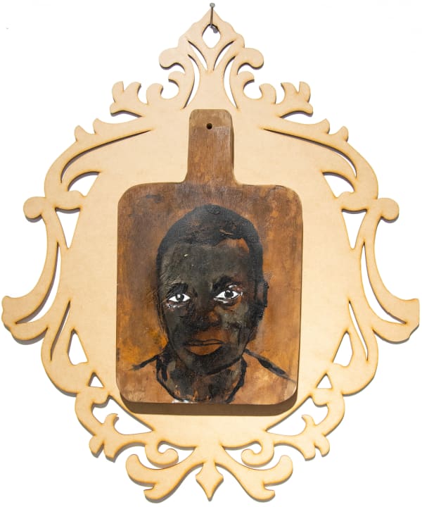 René Tavares Piá mù – Look at me, 2022 Plywood and oil and pigment on wood 66 x 56 x 3 cm