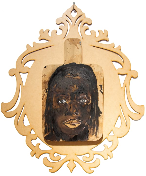 René Tavares Piá mù – Look at me, 2022 Plywood and oil and pigment on wood 66 x 56 x 3 cm
