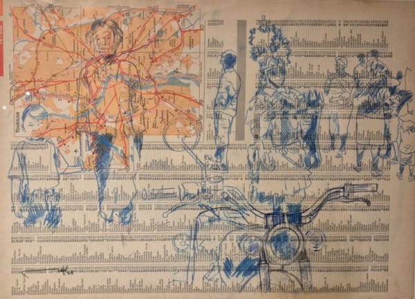 Eduardo Malé Terra Prometida #5, 2025 Acrylic on Michelin maps 40 x 50 cm