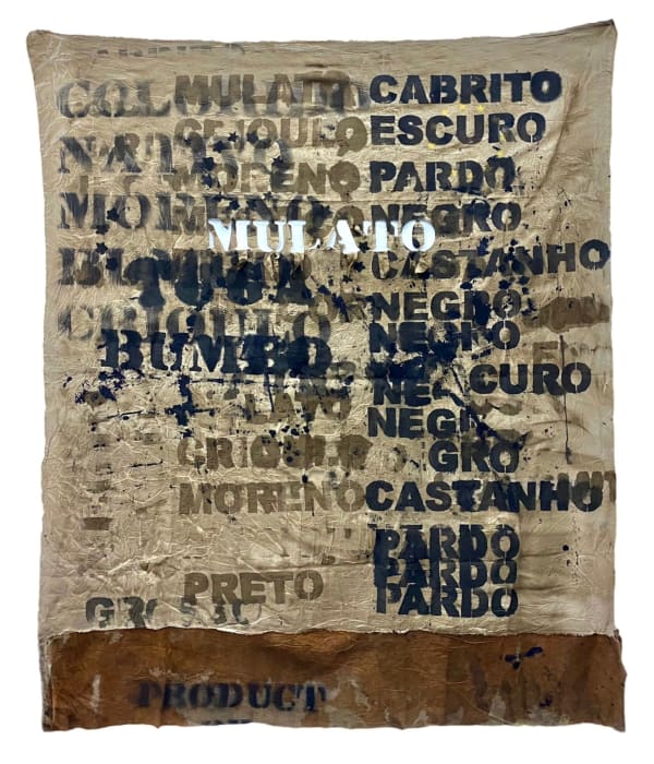 René Tavares Mulato - Carruagem Lusa, 2023 Stencil and pigment on cloth 174 x 150 cm