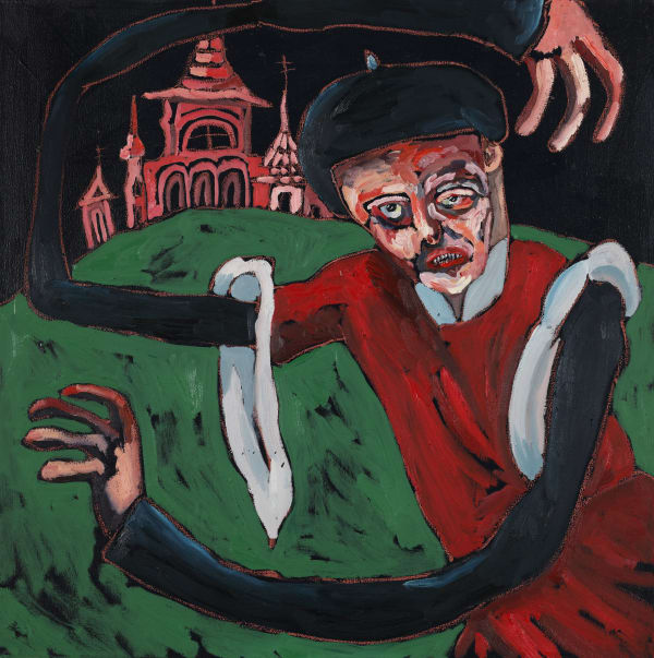 Dominique Cheminais Darya and the City, 2022 100 x 100 cm Oil on canvas