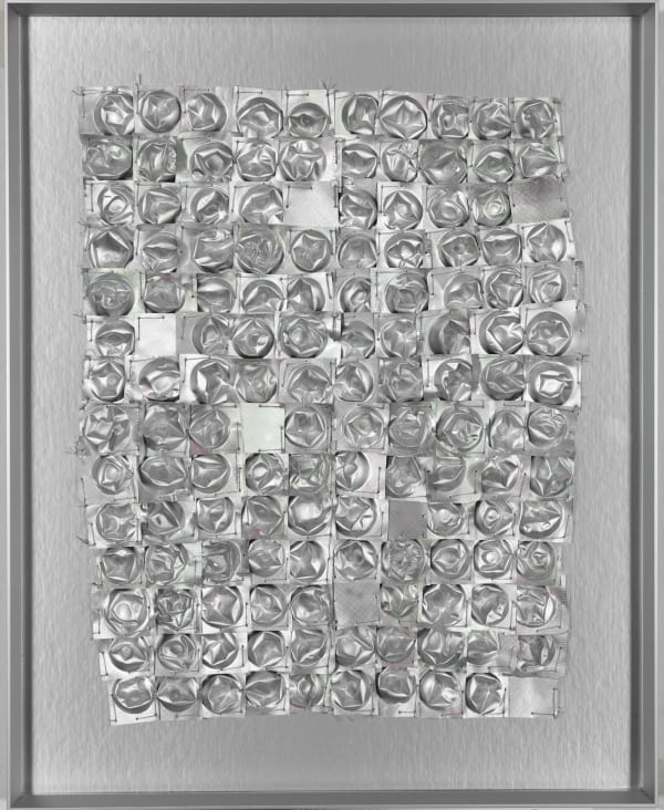 Leila Abrahams TB Pericarditis 1, 2023 35 x 42 cm Medical gel capsules, polyester thread.