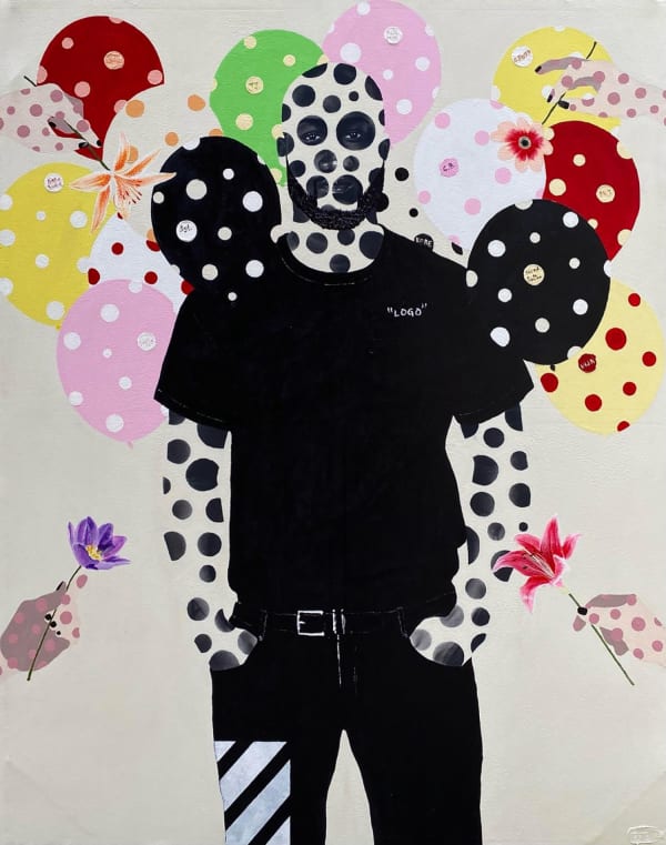 Talut Kareem Flowers for Abloh, 2022 152.4 x 123 cm Charcoal and acrylic on canvas