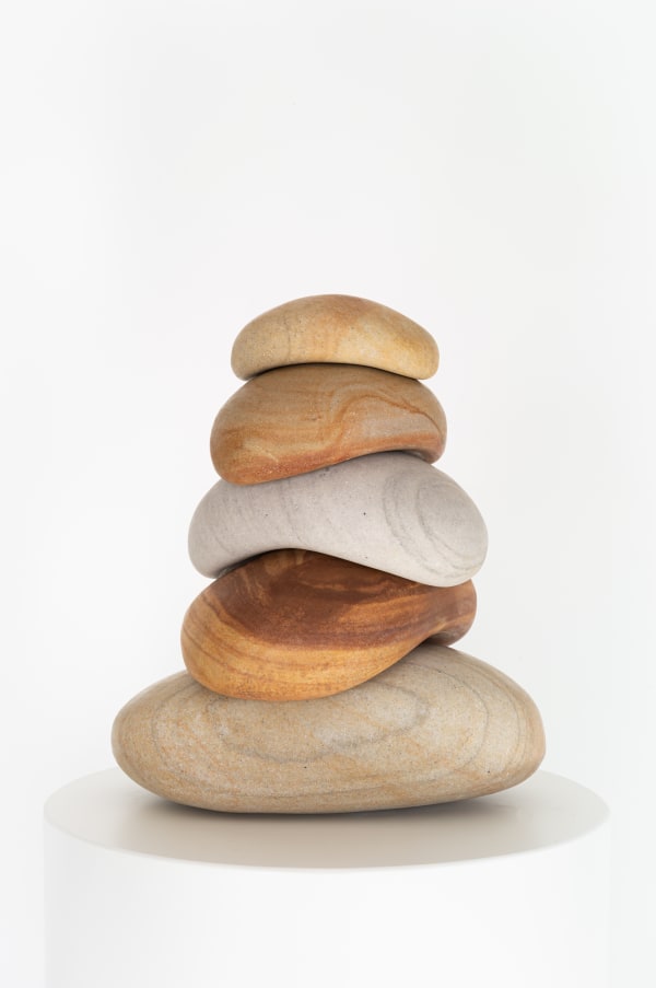 Abdus Salaam Memorial of our melting point, 2023 55 x 38 cm Foraged and sculpted Table mountain sand stone and granite beach pebbles.