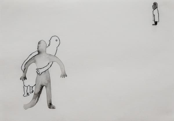 Dineo Ponde Can anybody else see, 2025 29,7 x 42 cm Black ink and thread on canvas