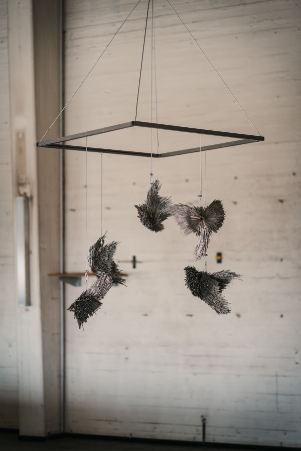 Jake Michael Singer Small hanging Murmurs, 2019 Each: 35 x 30 x 30 cm Marine grade stainless steel (316)