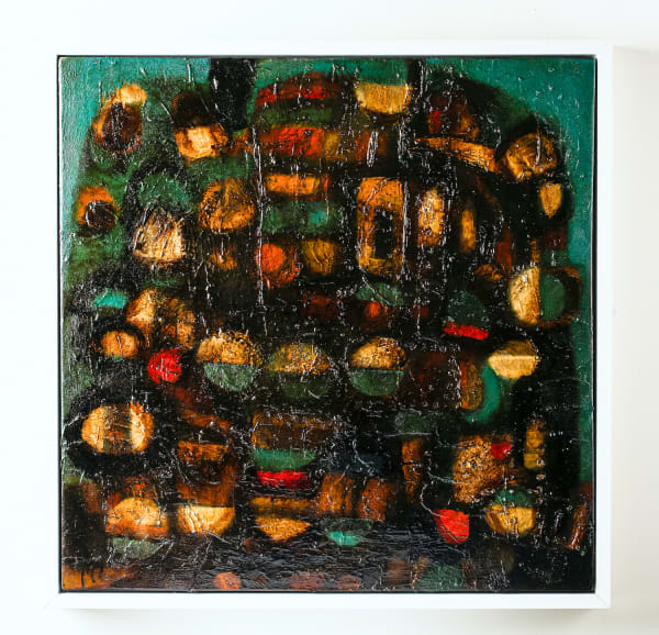 Ewan John Broch and Sea Oil, Bitchumnen, Sand, Pigments, Shellacs on Canvas 38 x 38 "