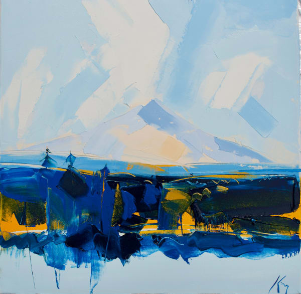 Peter King Autumn Light Goatfell Oil on Canvas 19.5 x 19.5 "