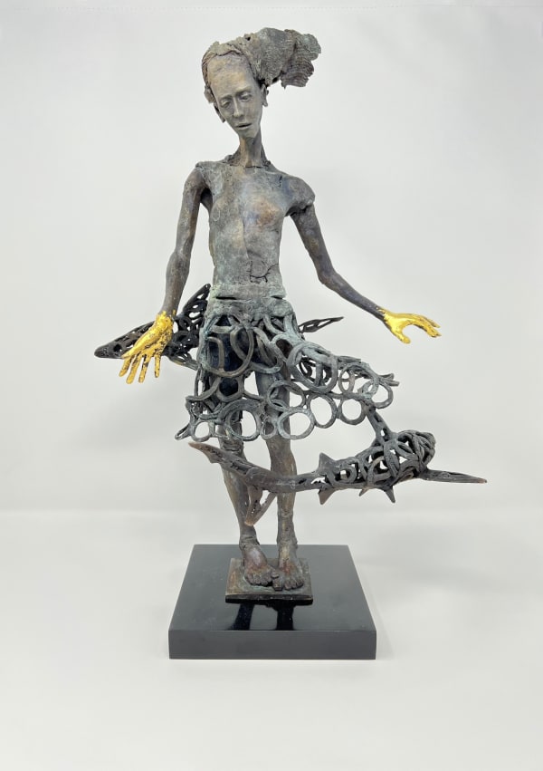Philip Wakeham Dancing with Sharks - Requiem series Bronze 18 x 12 x 9 "
