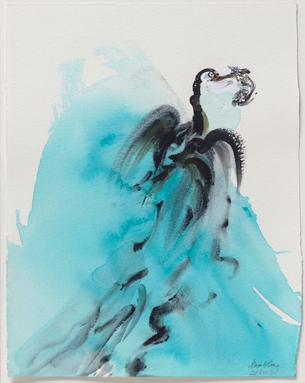 Maggi Hambling CBE Cormorant Rising II Acrylic on paper 12 x 9.5 "