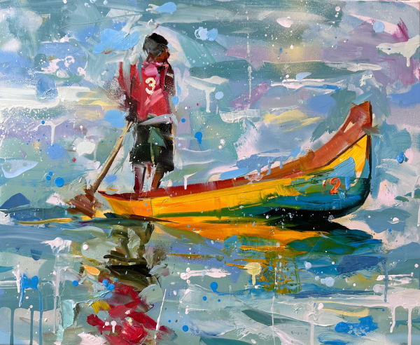 Paul Wright Come in Number 3 Oil on linen 18 x 21.5 "