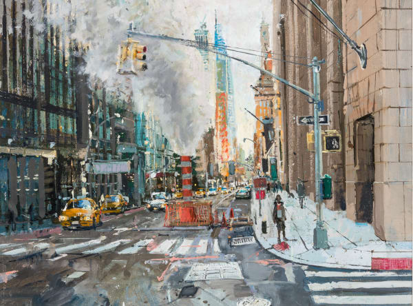 Nick Grove RSMA Madison and 56th NYC Oil on board 18 x 24 "