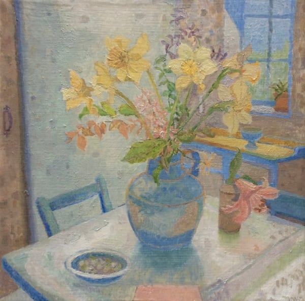 Victoria Jinivizian NEAC Flowers at Turnstone Oil on linen on panel 10 x 10 "