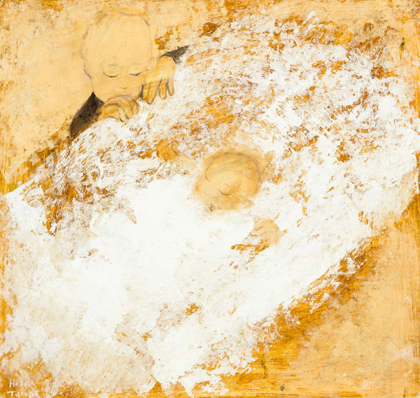 Helen Tabor New Baby Oil on board 14 x 15 "
