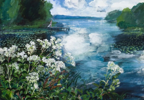 Brita Granström Meadowsweet and Swimmer Acrylic on canvas 27.5 x 39.5 "