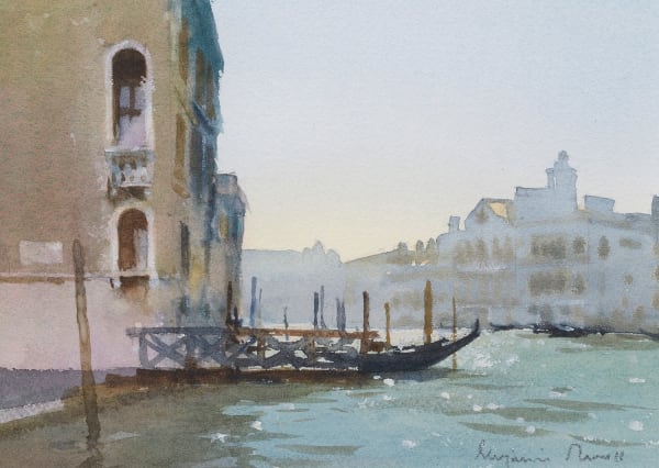 Ben Mowll ROI PPRSMA Morning Light, The Grand Canal Watercolour 7 x 10 "