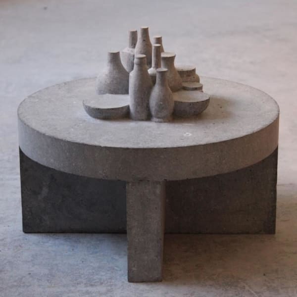 Gabriele Risso MRSS Open Table Hand carved Irish blue limestone 14.5 x 14.5 x 12.5 "