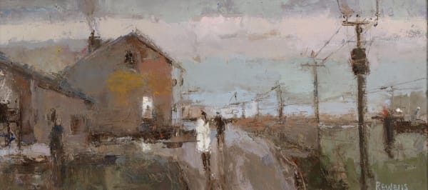 Robert E Wells NEAC RBA Farm Path, Morley Oil on panel 8.0 x 17.0 in ; 20.32 x 43.18 cm