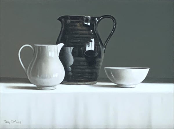 Tony de Wolf, Black Jug, White Jug, and White Bowl