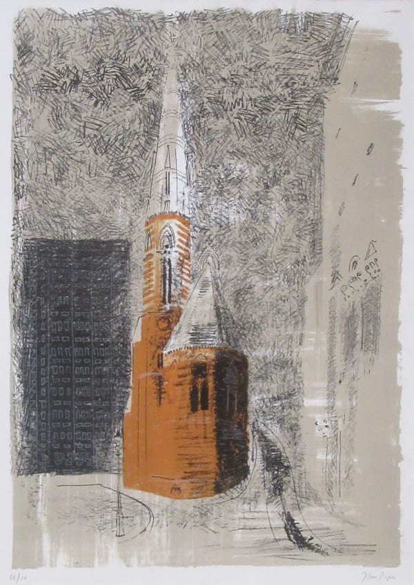 John Piper CH, St Mary Paddington, A Retrospect of Churches, 1964, plate XXV ed. 68/70 Lev. 145