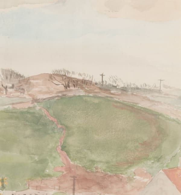 Mary Potter OBE Landscape near Corfe Watercolour 7 x 6.5 "