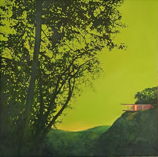 Teresa Lawler RI Hinterland: The Retreat on the Hill Oil on canvas 19 x 19 "