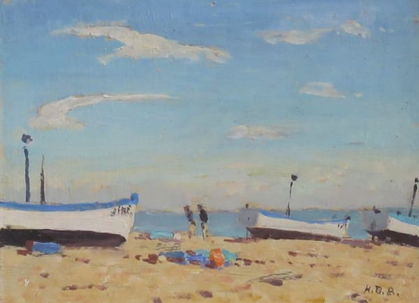 Hugh Boycott Brown RSMA Aldeburgh Beach, Jan 30 1989 Oil on board 7 x 9 "