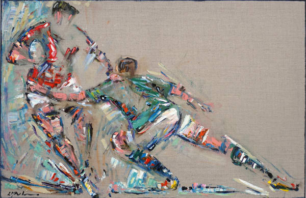 Luci Maclaren The Break Oil on raw linen 20 x 30 "