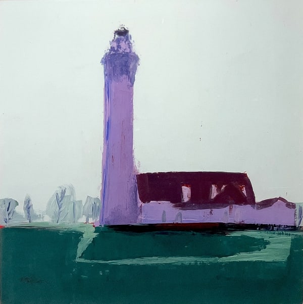 Mhairi McGregor RSW Wind Point, Lake Michigan Oil on canvas 20 x 20 "