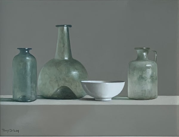 Tony de Wolf, A White Bowl Among Green Glass