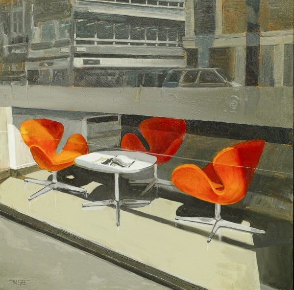 Tim Goffe Just a Step Away From Home Oil on panel 16 x 16 "
