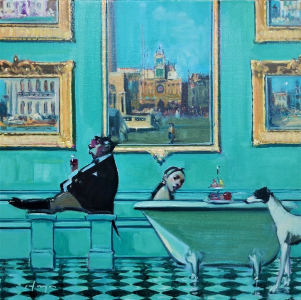 Joe Hargan DA PPAI PAI RGI A Funny Situation Oil on canvas 20 x 20 "