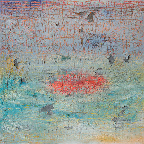 Tyrone Deans Words a Wisdom Mixed media on canvas 23.5 x 23.5 "