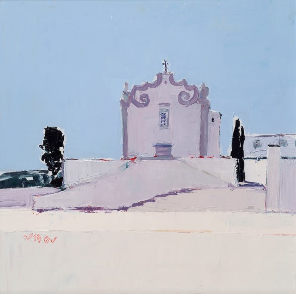 Mhairi McGregor RSW Algarve Church Oil on canvas 20 x 20 "