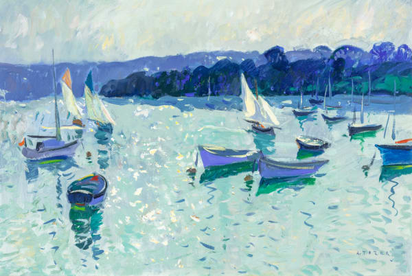 Andrew Tozer View off Flushing Quay Acrylic on canvas 24 x 36 "